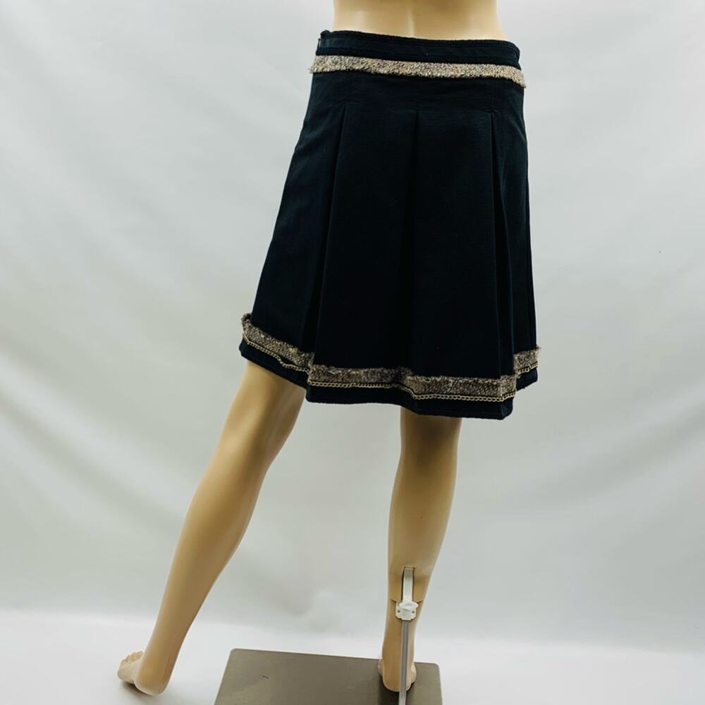 BCBGMaxAzria Kailin Black Gold Chain Pleated Skirt - Picture 4 of 7